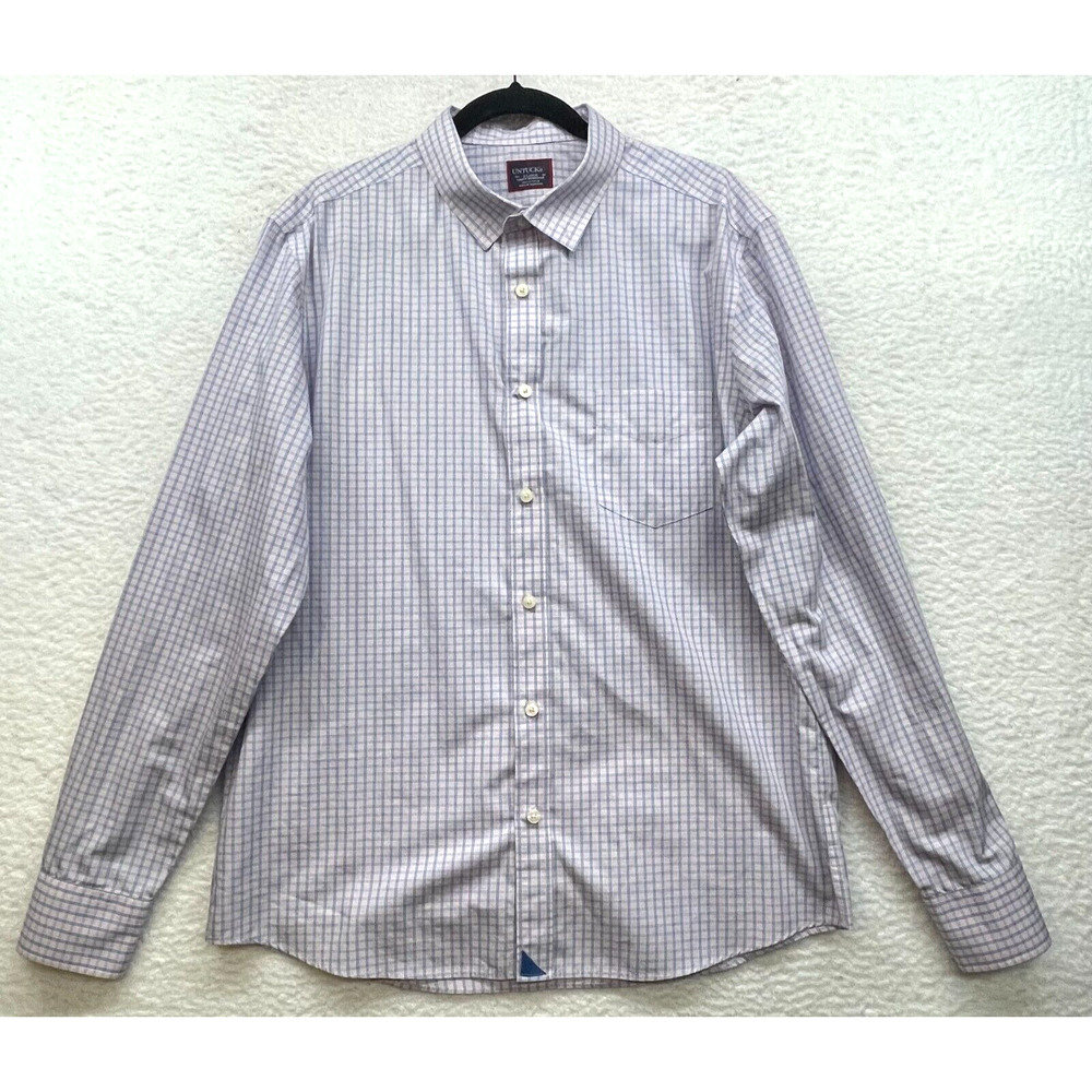 Untuckit Shirt Mens Extra Large White Blue Check Mackinnon Slim Button Down Prep